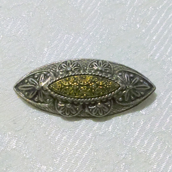 Vintage Victorian Style Silver Copper Tone Bar Pin - Picture 1 of 4